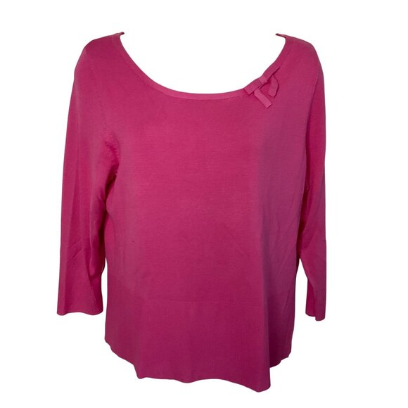 Worthington Womens  Pink Rayon/Nylon Top With Bow Detail Large preppy feminine - Picture 9 of 9